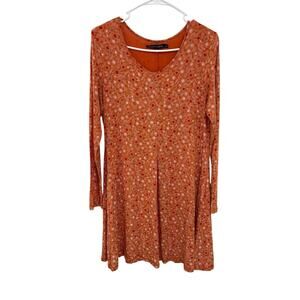 Gudrun Sjoden Dress Patterned Orange Long Sleeve Modal Blend Size Medium